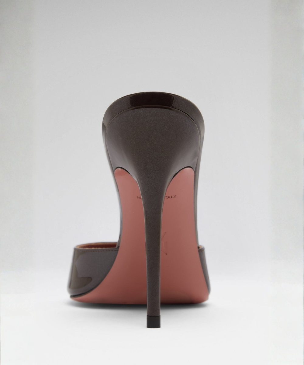 Amina Muaddi Round Toe High Heel Sandals In Brown