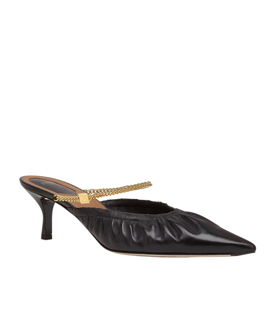 Fendi Black Leather Mules With A Medium Heel In Black
