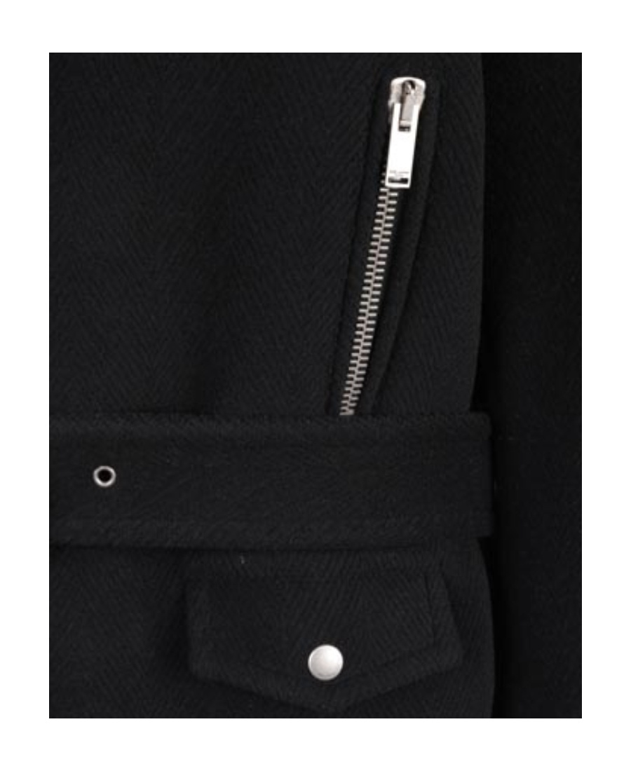 Saint Laurent Zip-up Belted Coat In Black