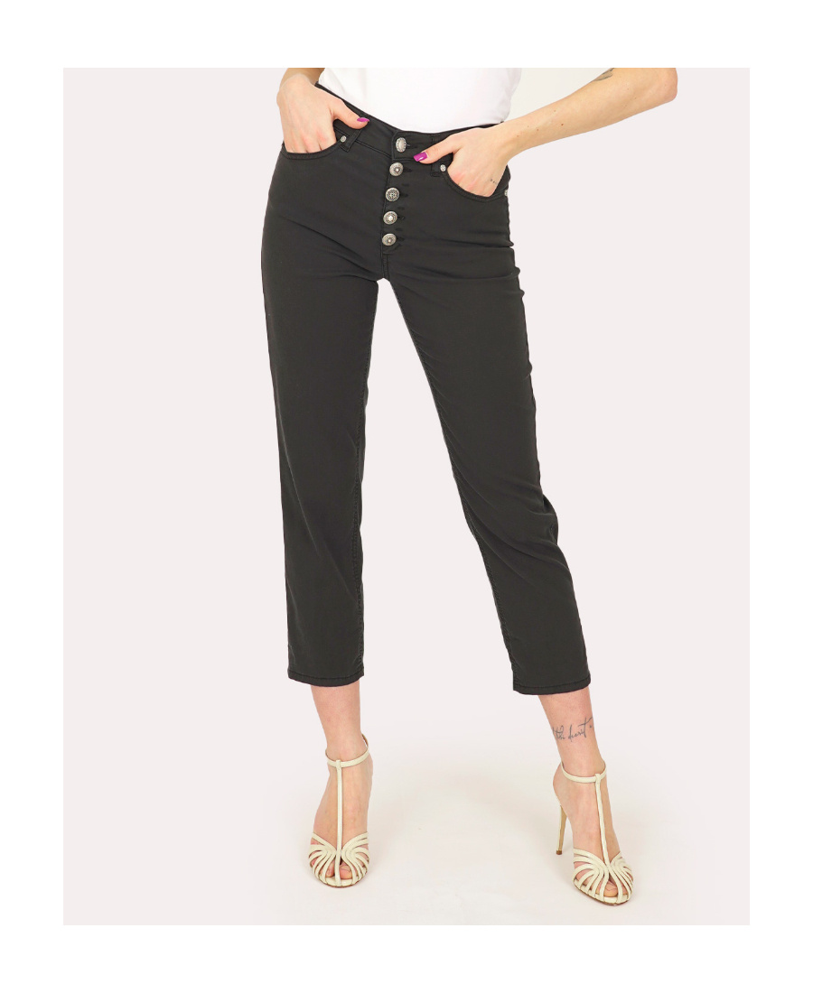Dondup Logo-patch Cropped Straight-leg Jeans In Black