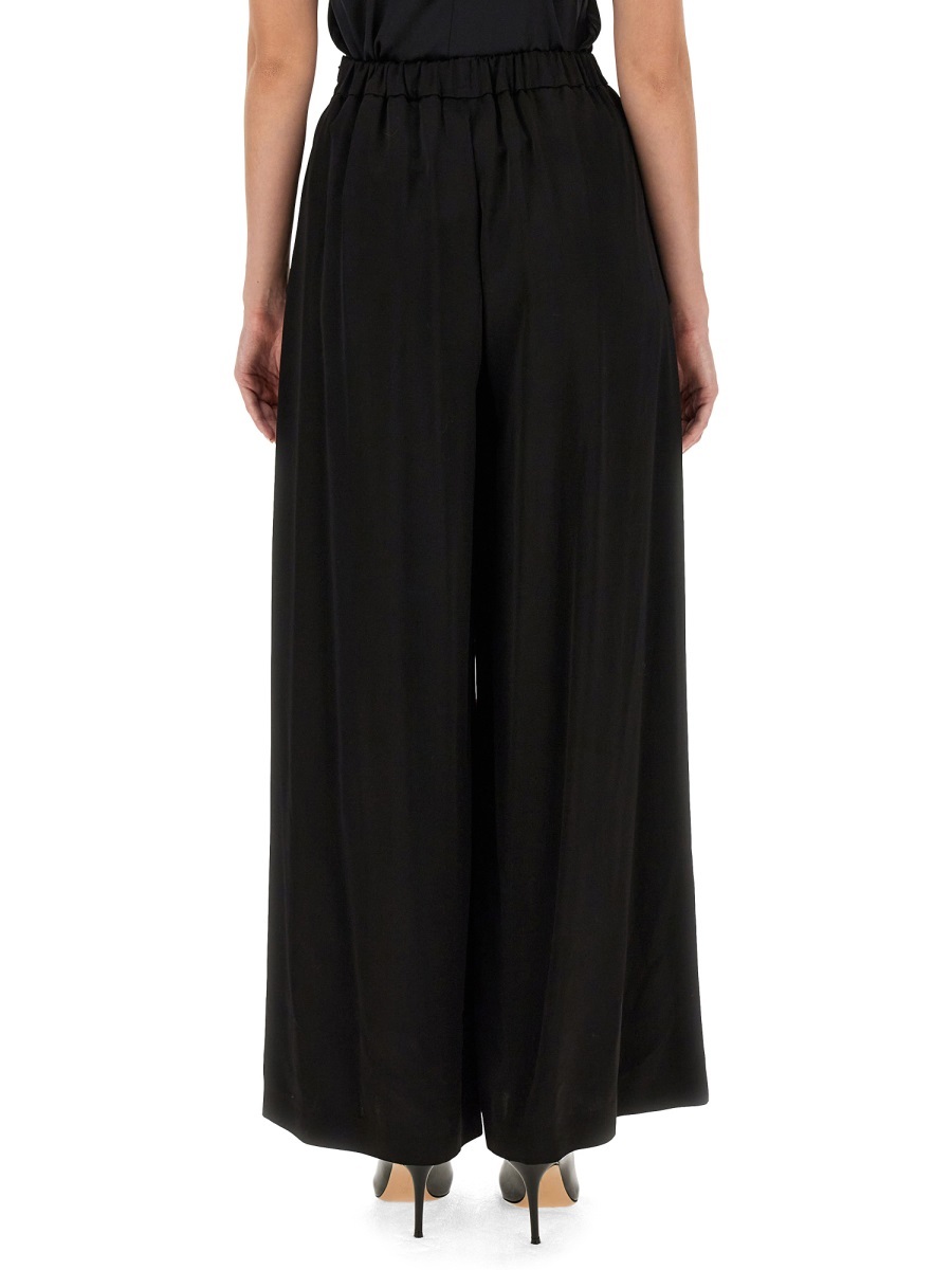 Shop Fabiana Filippi Satin Wide-leg Trousers In Black