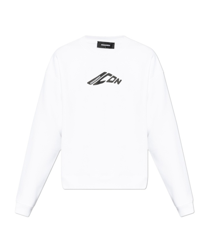 Dsquared2 Long Sleeve T-shirt With Contrasting Icon Print In Cotton Man In White