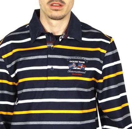 Paul & Shark Striped Long-sleeved Polo Shirt In Black