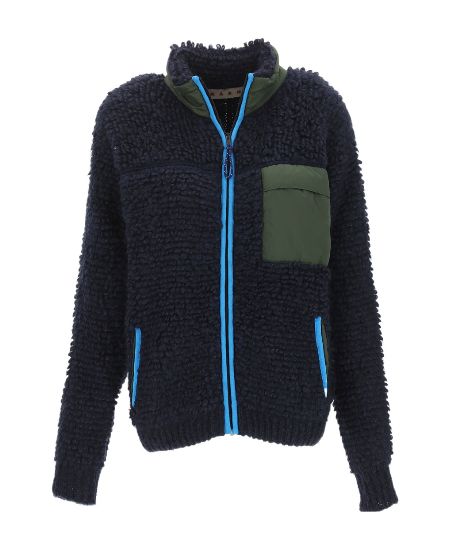 MARNI BOUCL�-KNIT ZIP-UP CARDIGAN 