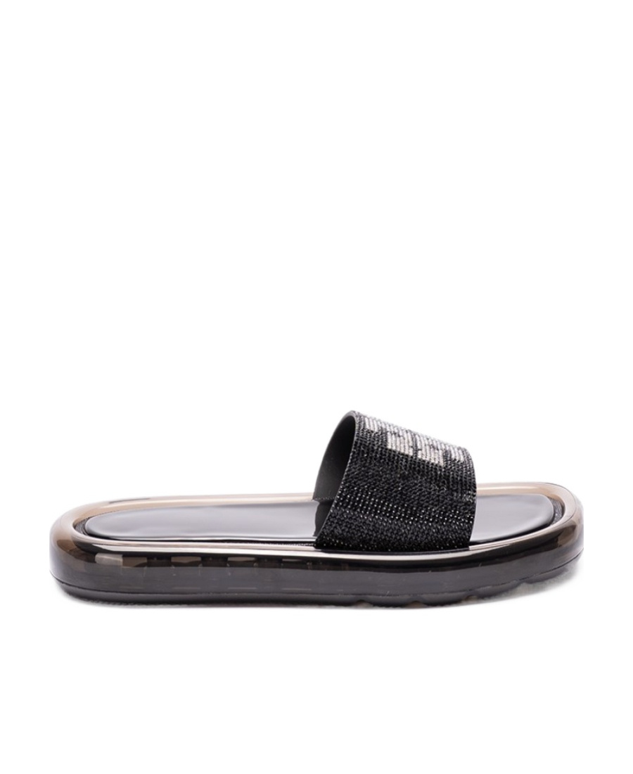 Tory Burch Logo-embossed Bubble Jelly Slides In Black