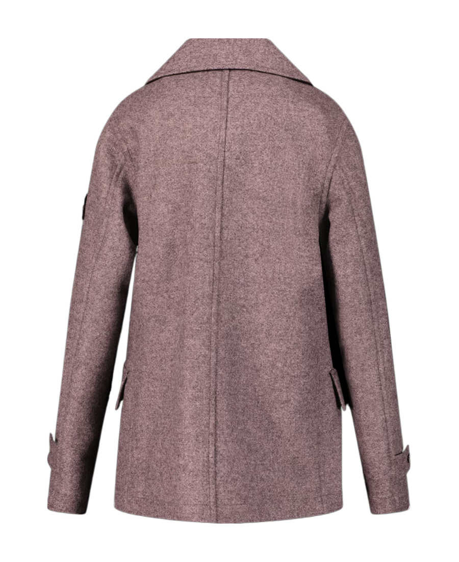 Stone Island Logo-patch Virgin-wool Blend Double-breasted Coat In Gray