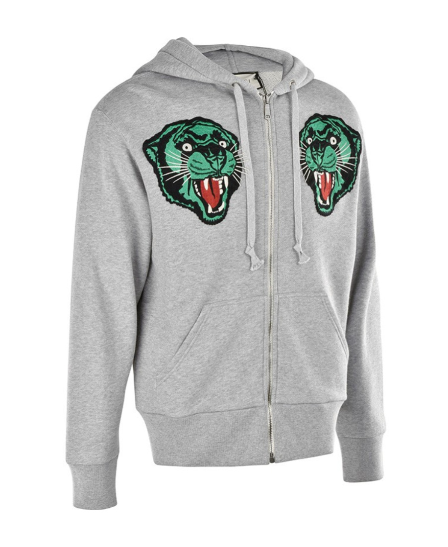Gucci Hooded Zipper Sweater In Gray