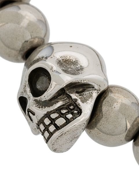 Alexander Mcqueen Beaded Skull Motif Bracelet In Yellow