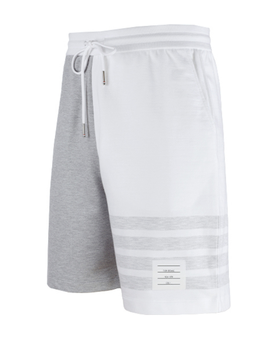 Thom Browne Panelled Cotton Track Shorts In Gray