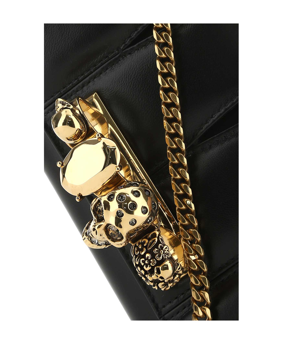 Alexander Mcqueen Skull Quilted Clutch Bag In Black