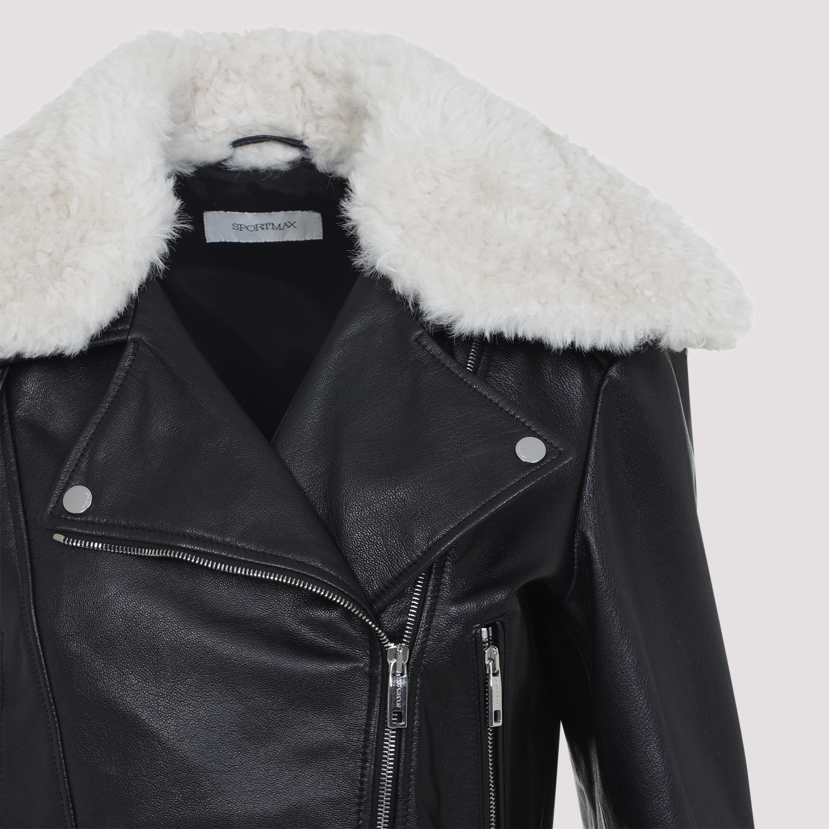 Sportmax Toscana Cropped Leather Biker Jacket In Black
