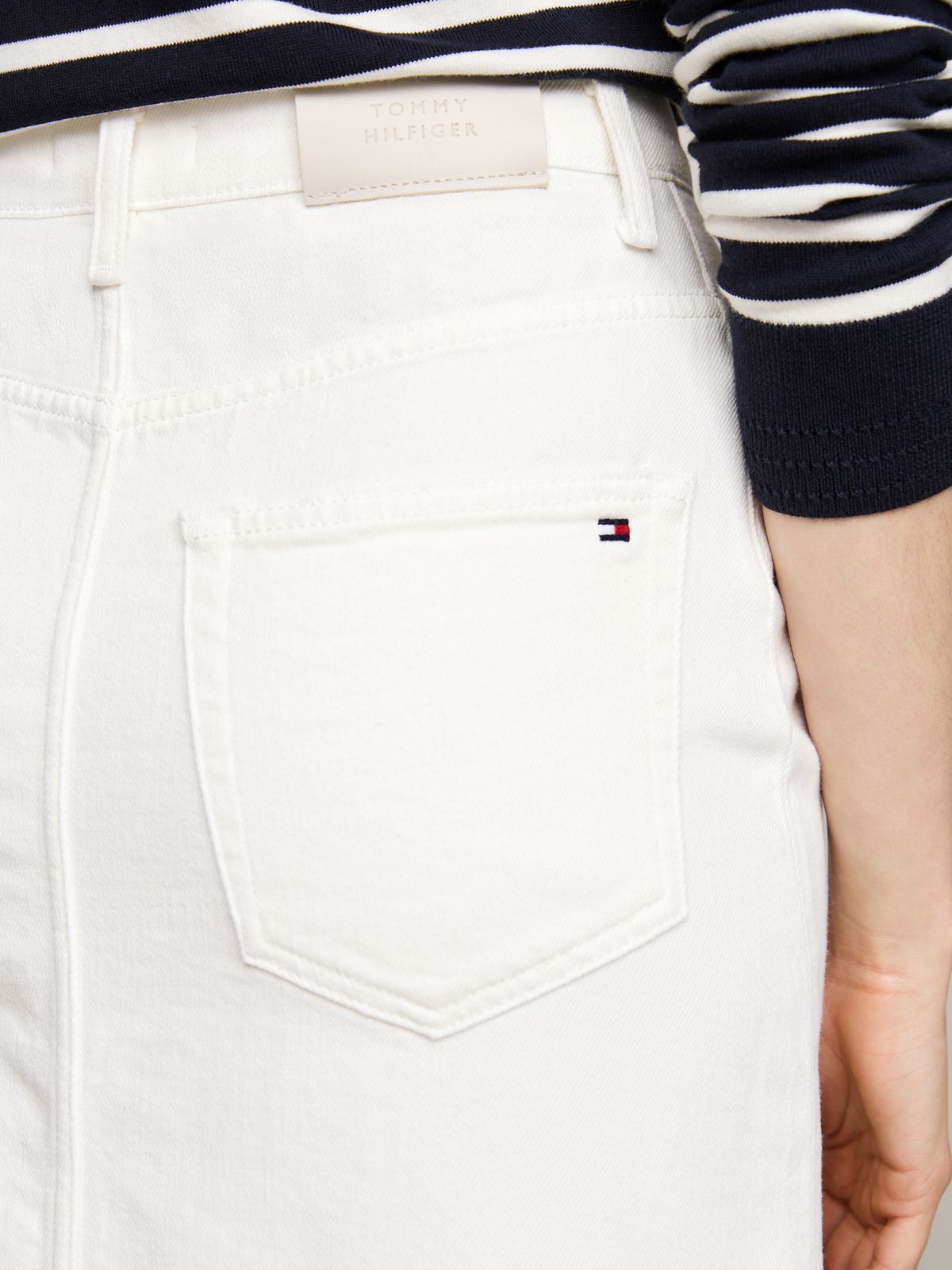 Tommy Hilfiger High-waisted Straight Midi Skirt In White
