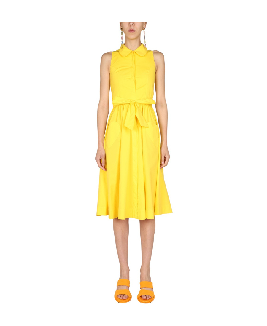 Moschino Women's Heart Pockets Dress In Yellow