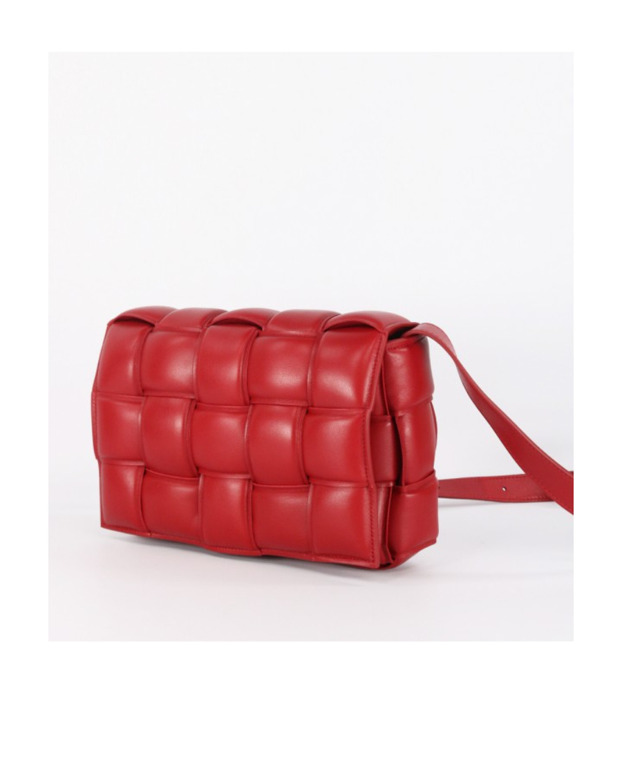 Bottega Veneta Padded Cassette Leather Shoulder Bag In Red
