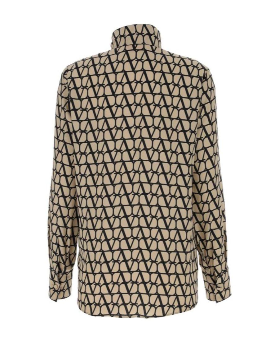 Valentino Toile Iconographe Silk Crêpe De Chine Blouse In Nude