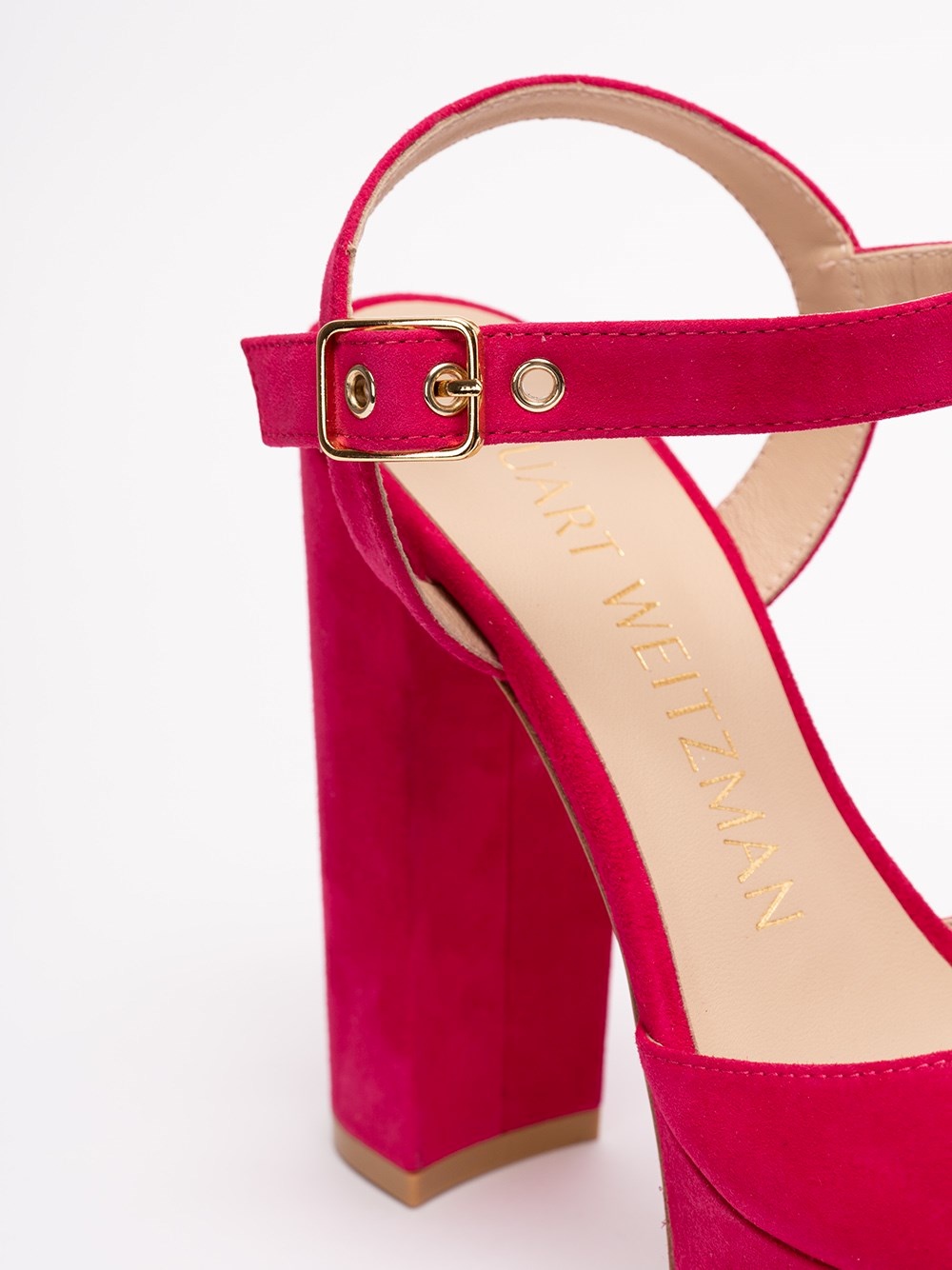 Stuart Weitzman 135mm Platform Suede Sandals In Red
