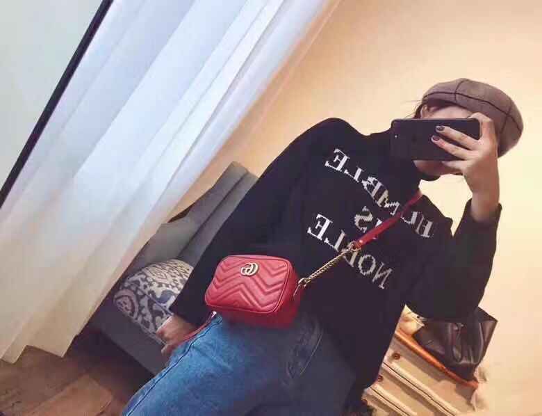 Gucci Gg Marmont Mini Matelasse Leather Camera Bag In Red