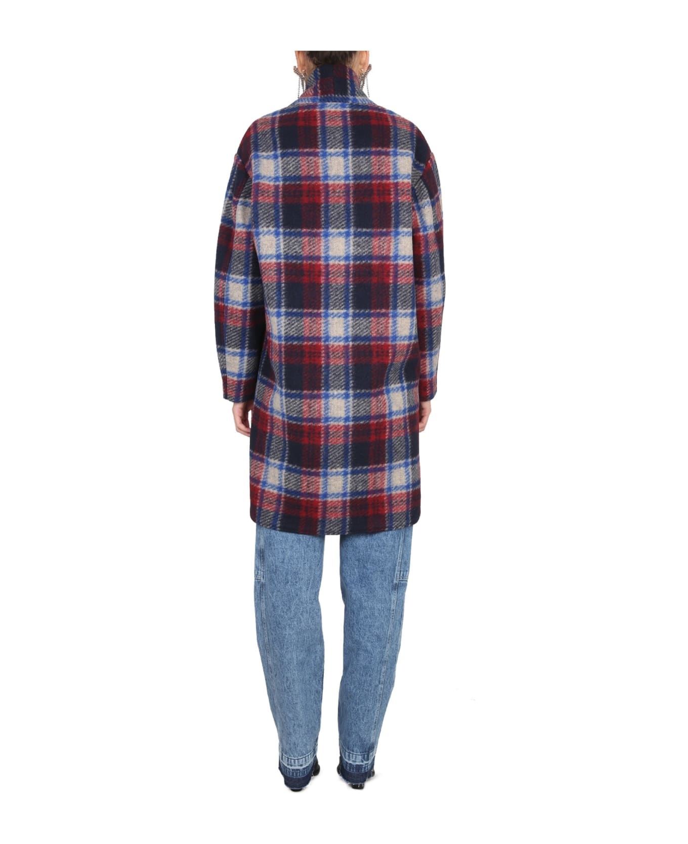 Isabel Marant Étoile Checked Long-sleeve Coat In Blue