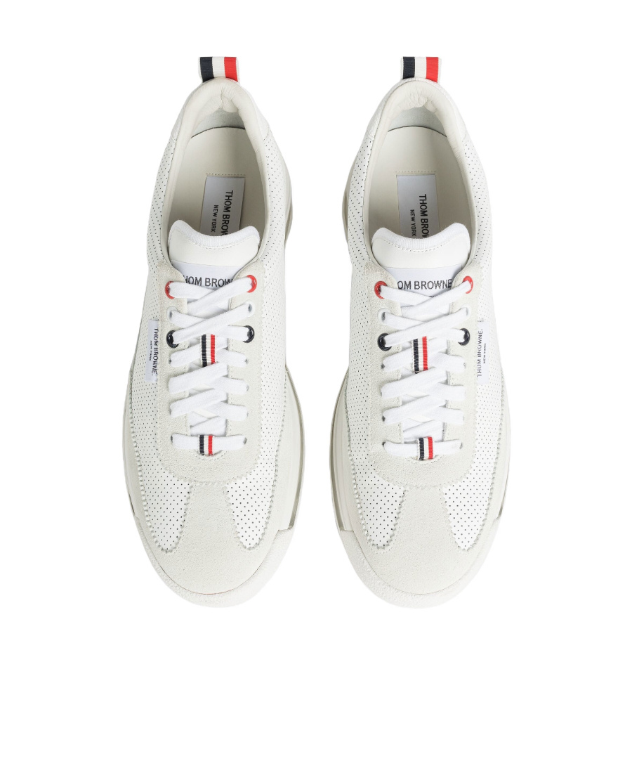Thom Browne Rwb Stripe Low-top Sneakers In White