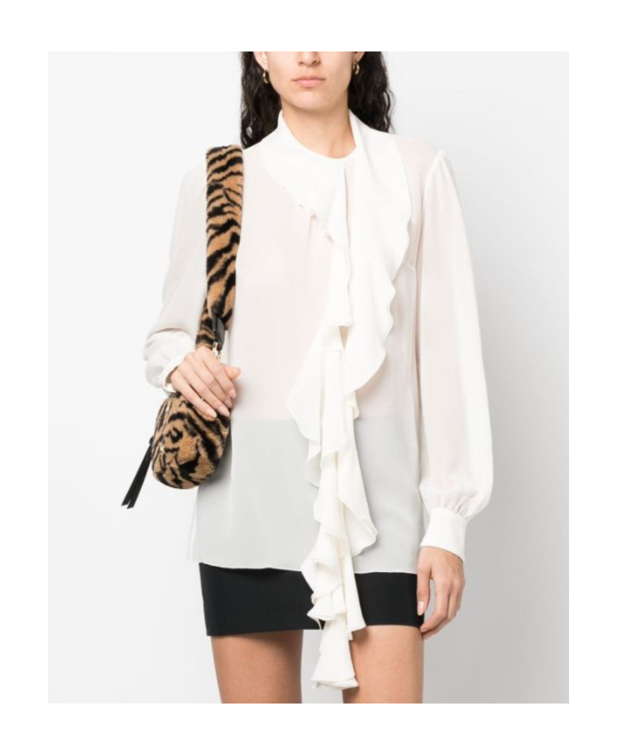 Dolce & Gabbana Silk-georgette Blouse With Ruffles In White