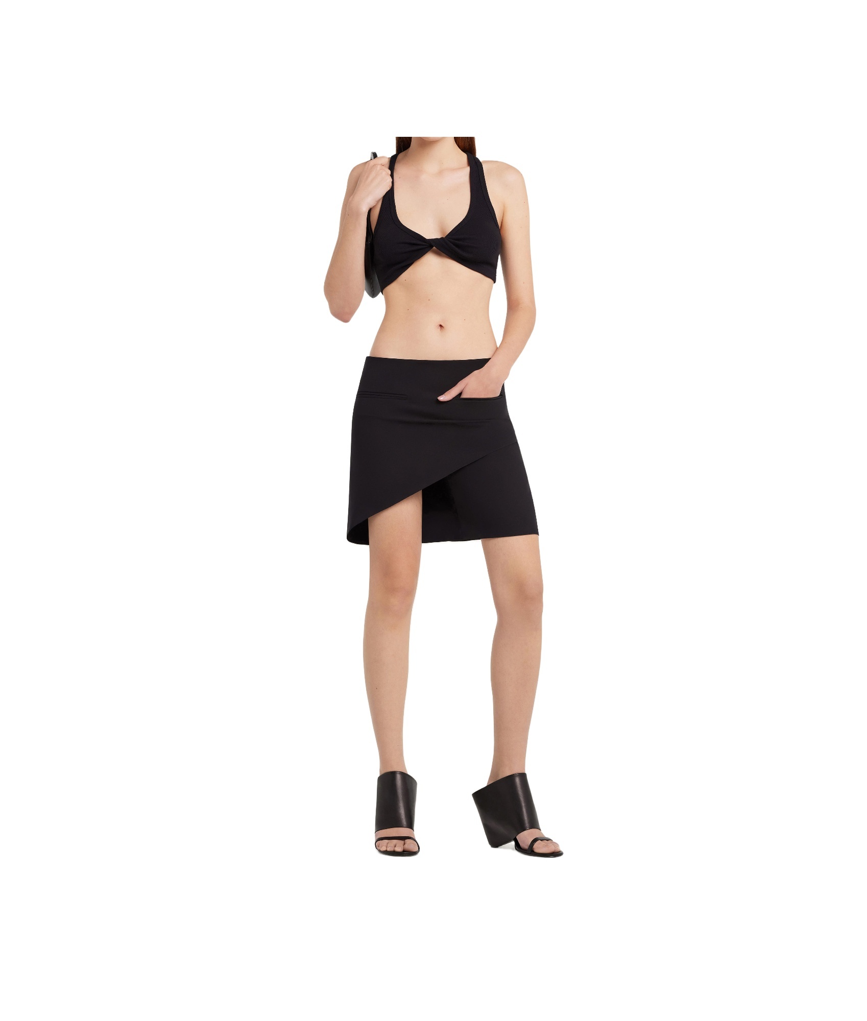 Courrèges Twisted Cropped Top In Black