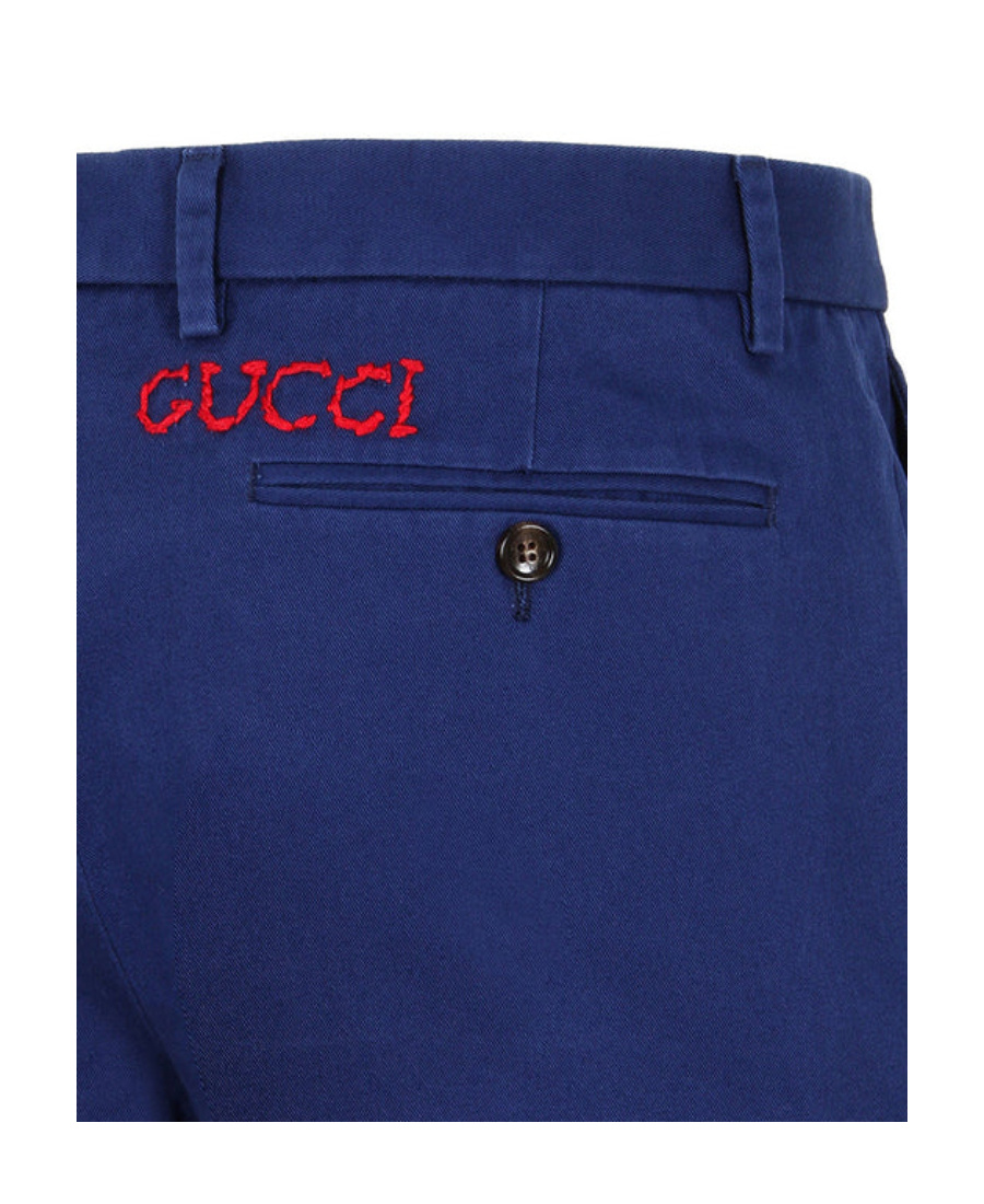 Gucci Logo Casual Pants In Blue