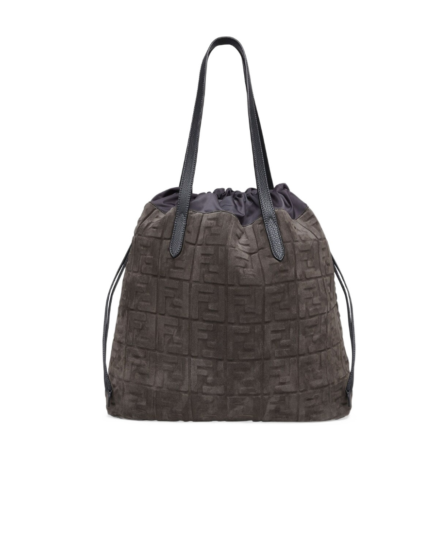 Fendi Ff Logo-embossed Tote Bag In Gray