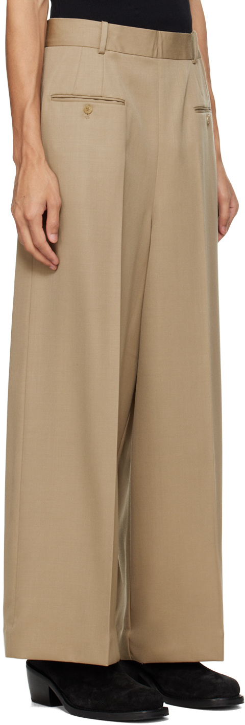 Hed Mayner Beige Creased Trousers In Nude