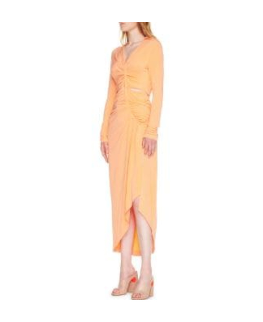 Off-white Vi-crepe Draped Midi Dress In Pink