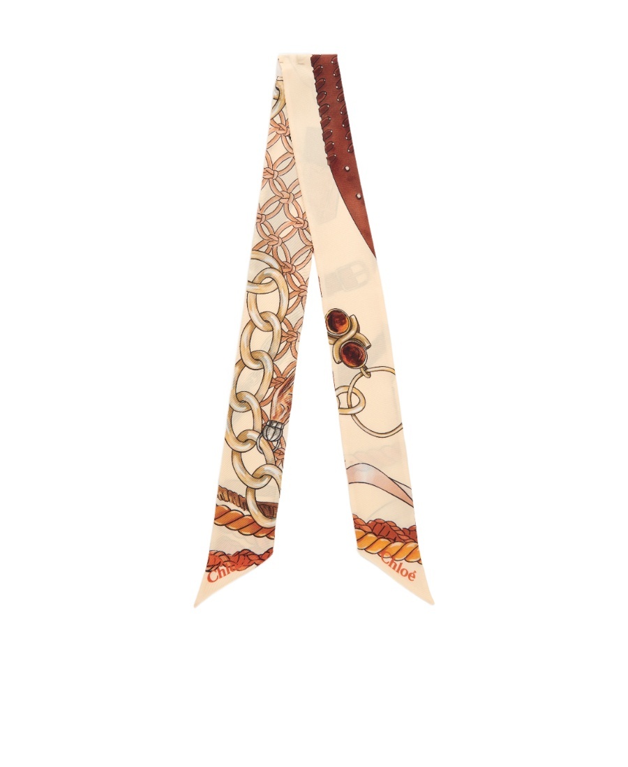Chloé Pattern Printed Scarf In Nude