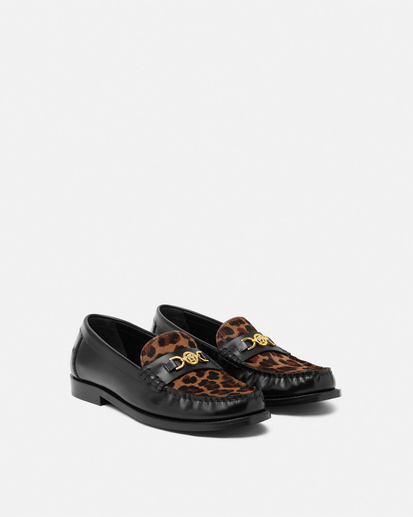 Versace Medusa '95 Leopard Loafers In Black