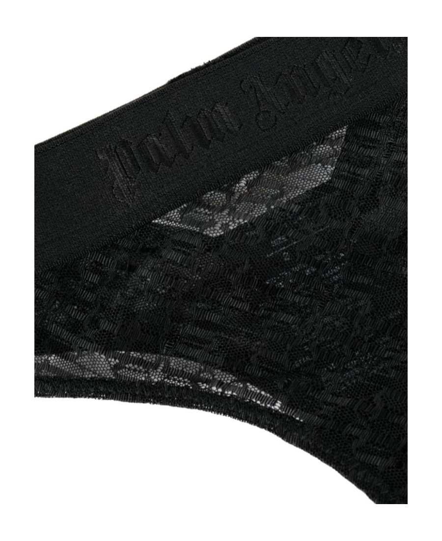 PALM ANGELS LOGO-WAISTBAND LACE THONG