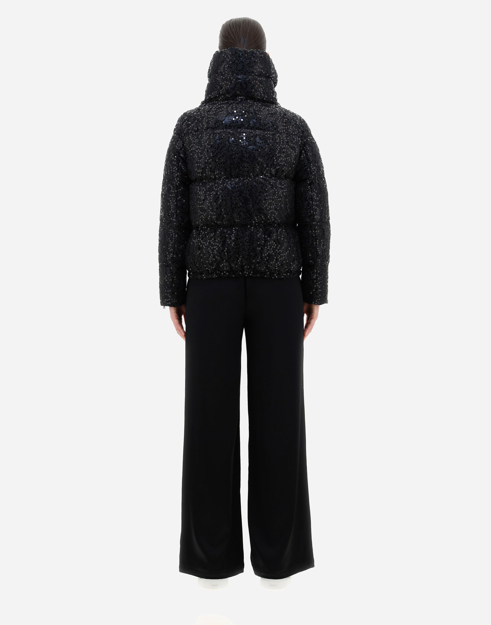 Herno Sequinned Down Puffer Jacket In Black