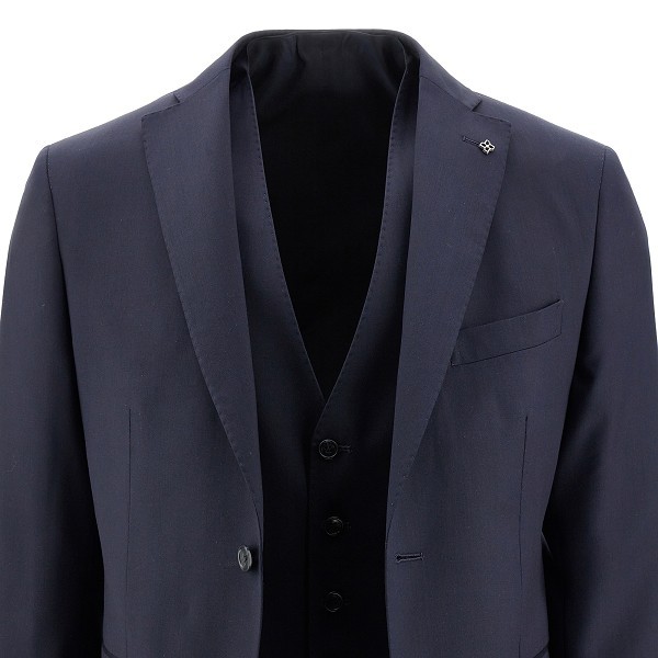 Tagliatore Vesuvio Single-breasted Suit In Blue Virgin Wool In Black