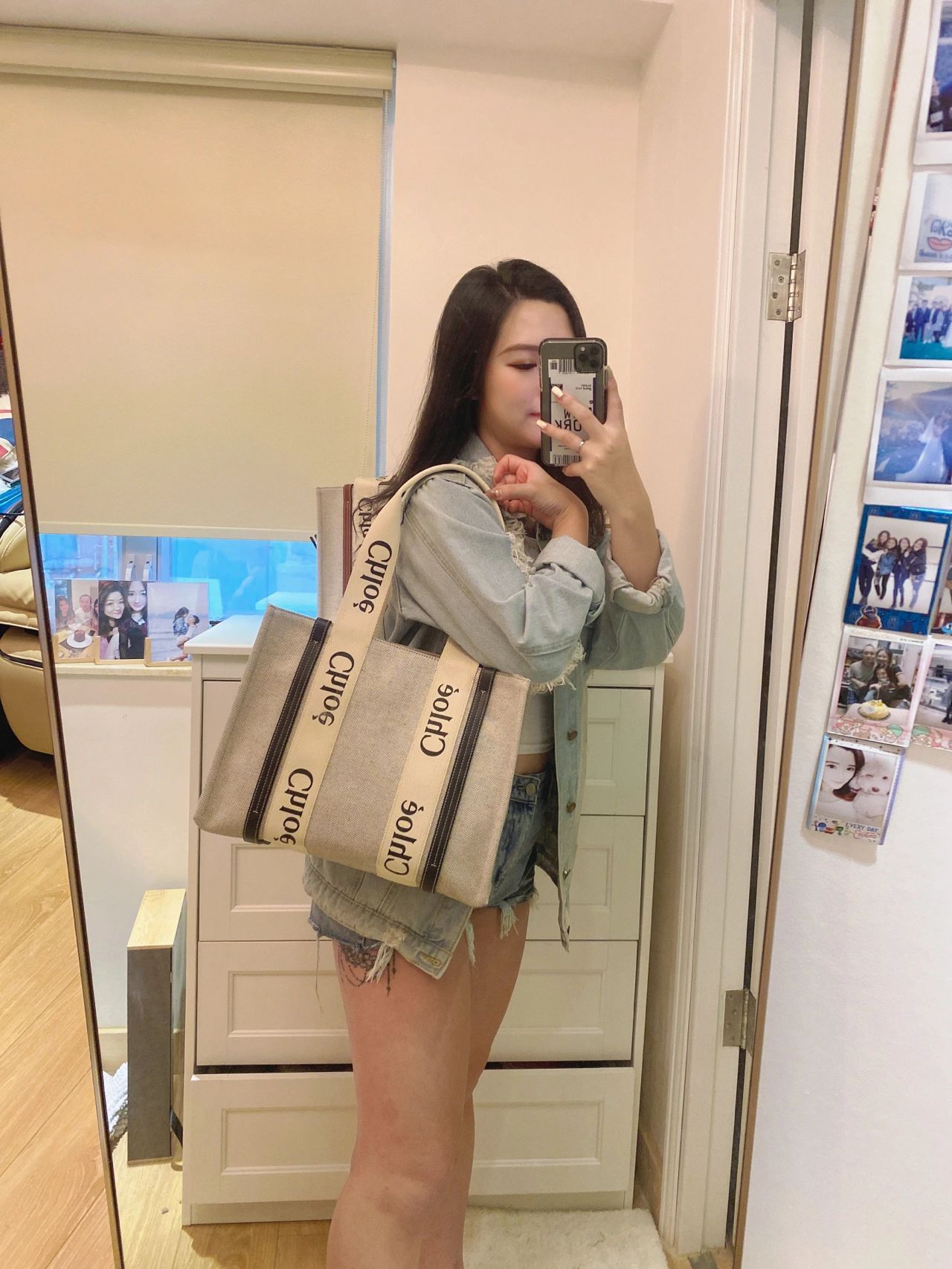 Chloé Linen Shoulder Bag With Logo Print. This Bag Is Made With Lower Environmental Impact Material In Nude