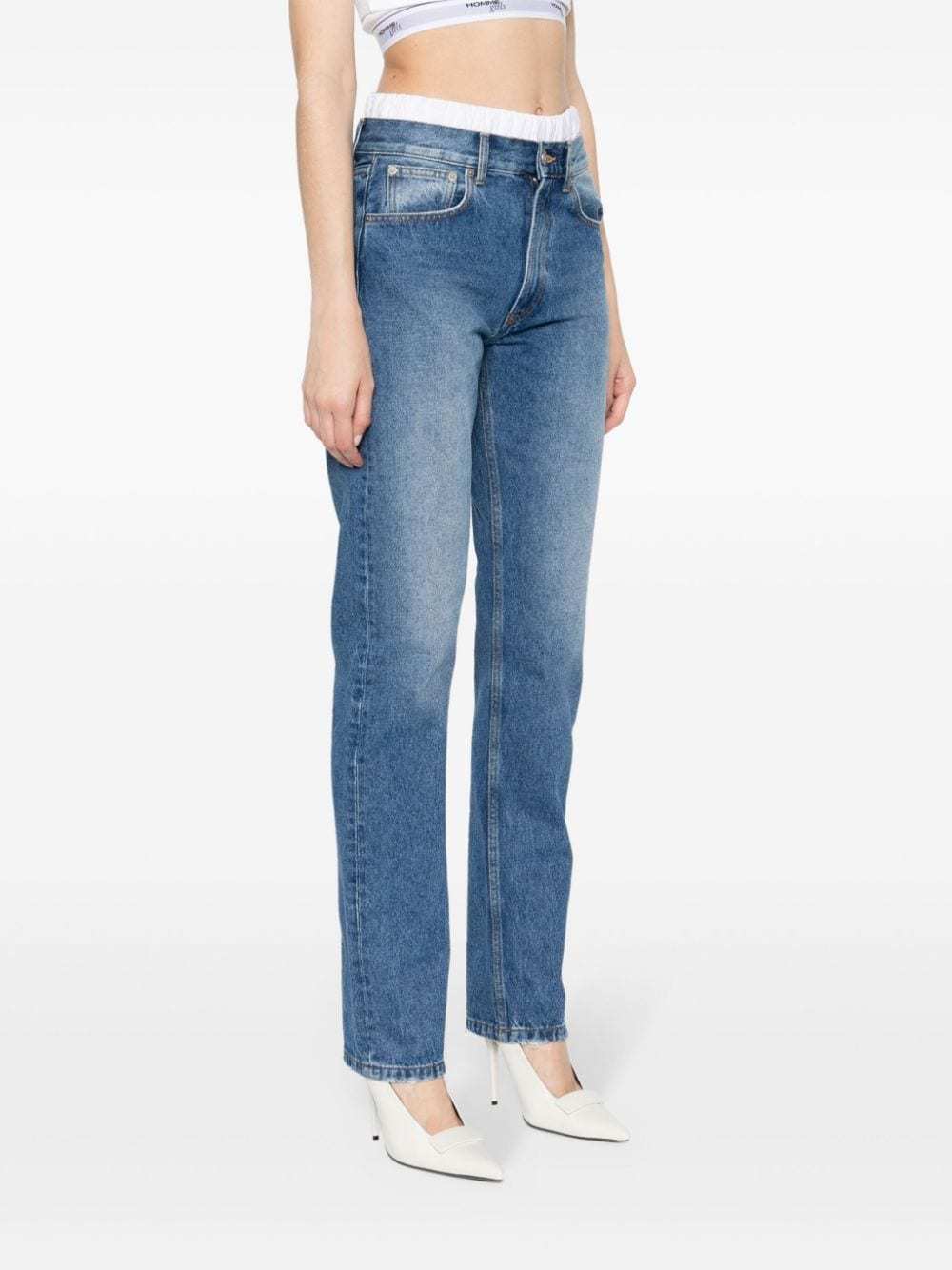 Jean Paul Gaultier Washed Tapered Jeans In Blue