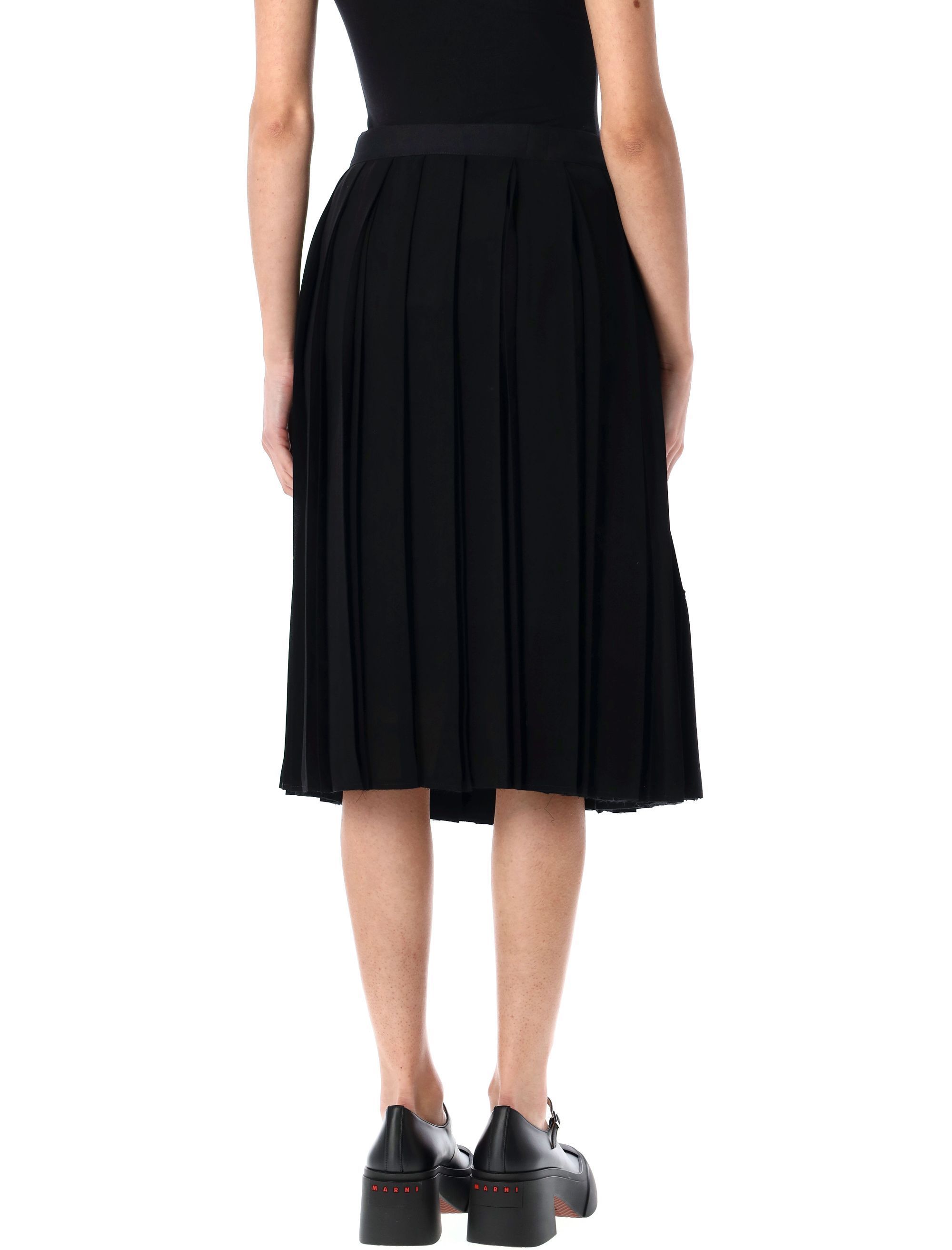 Shop Junya Watanabe Pleated Skirt In Black