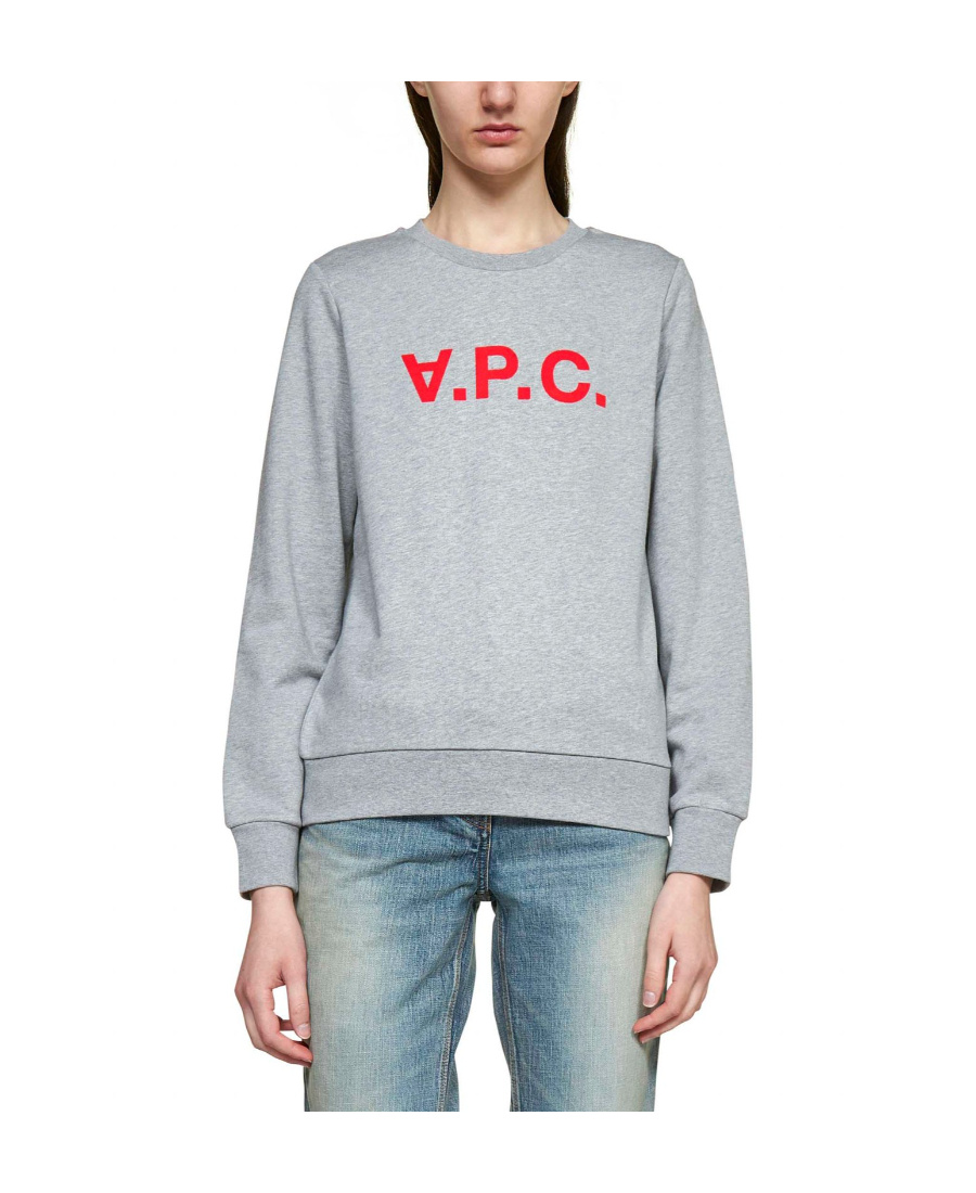 Apc Flocked Logo Organic Cotton Sweatshirt In Gray