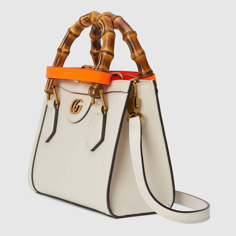 Gucci Diana Mini Leather Tote Bag In White