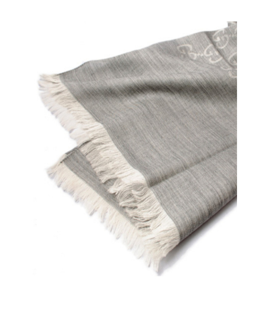 Gucci Double-sided Fringed Scarf In Gray