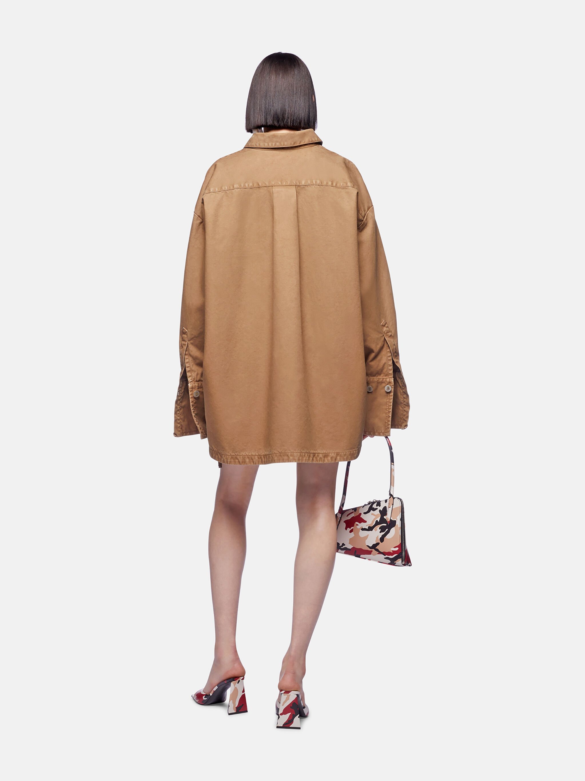 Attico Fay Denim Cargo Miniskirt In Brown