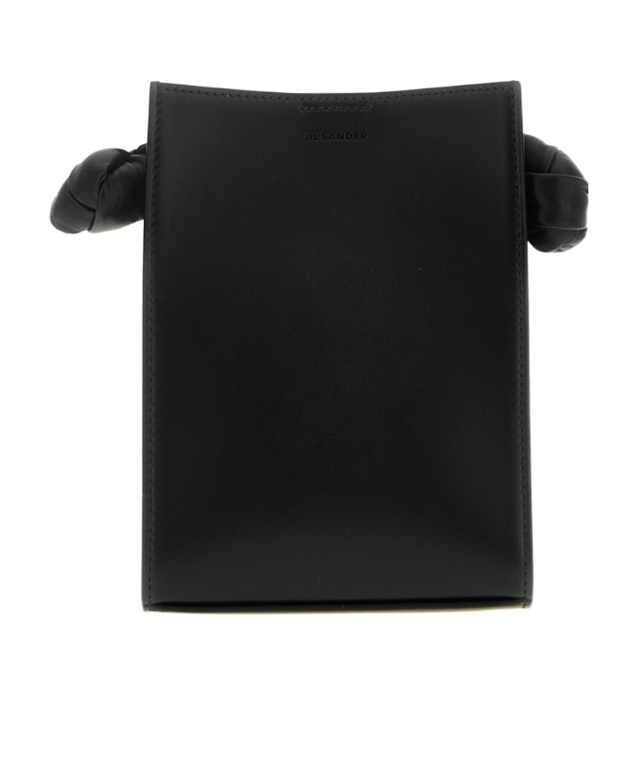 Jil Sander Medium Tangle Leather Shoulder Bag In Black