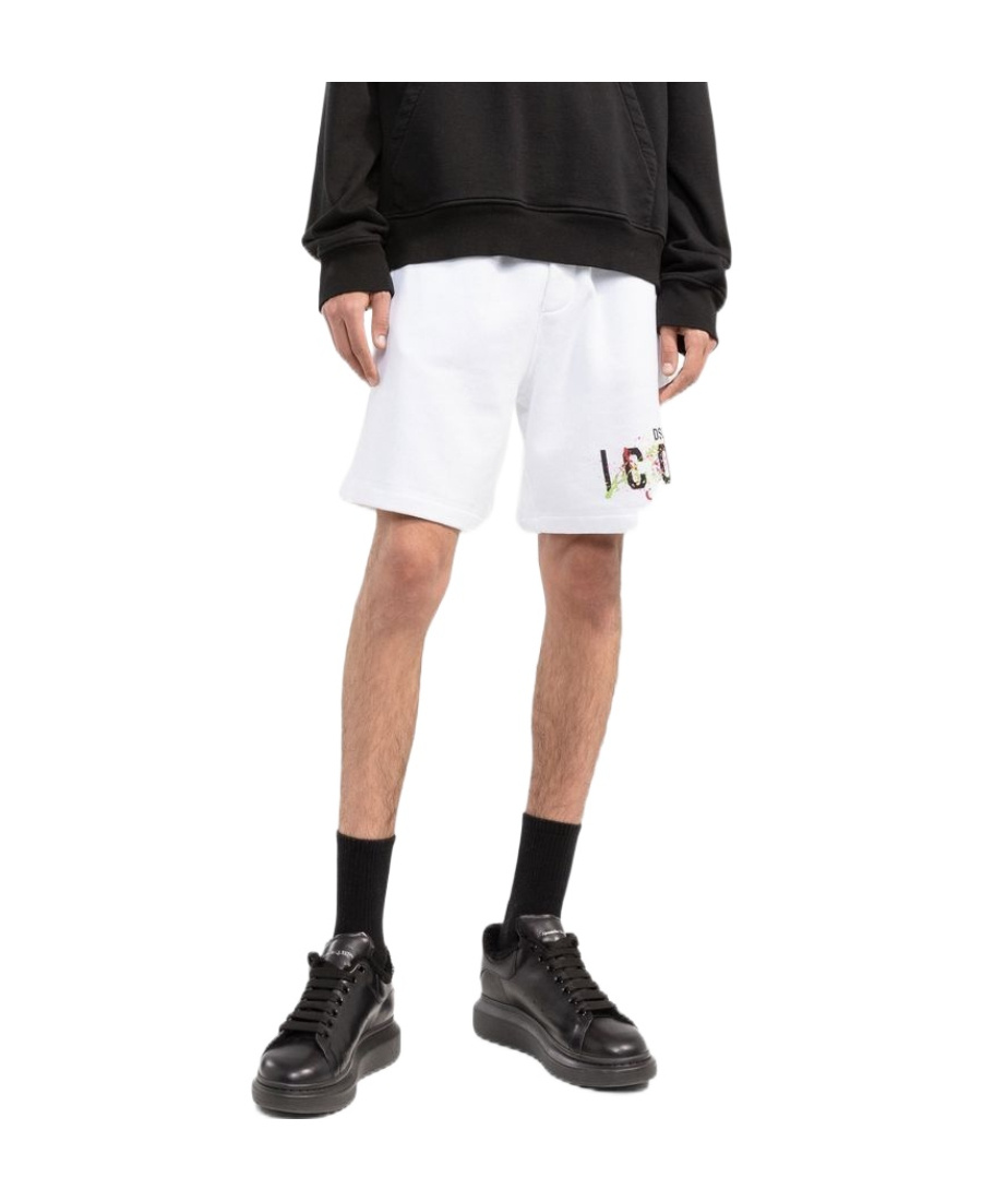 Dsquared2 Icon Cotton Track Shorts In White