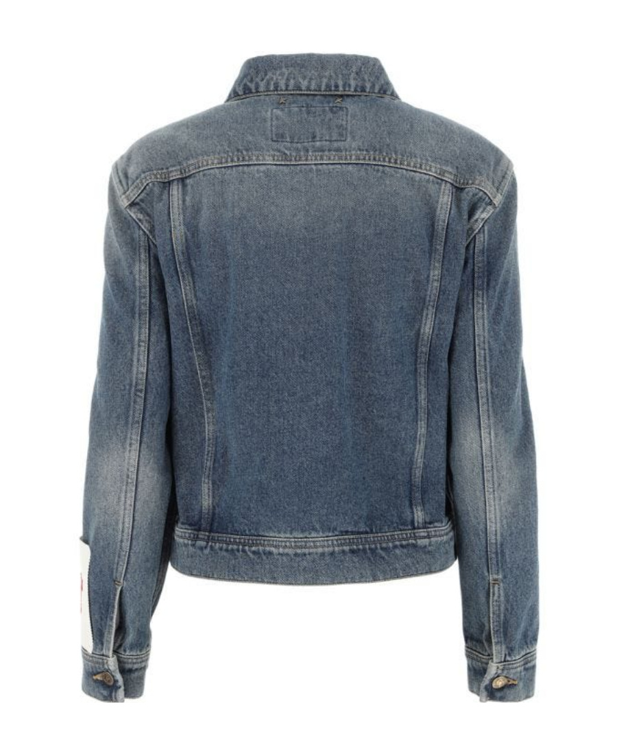 Golden Goose Logo-patch Denim Jacket In Gray