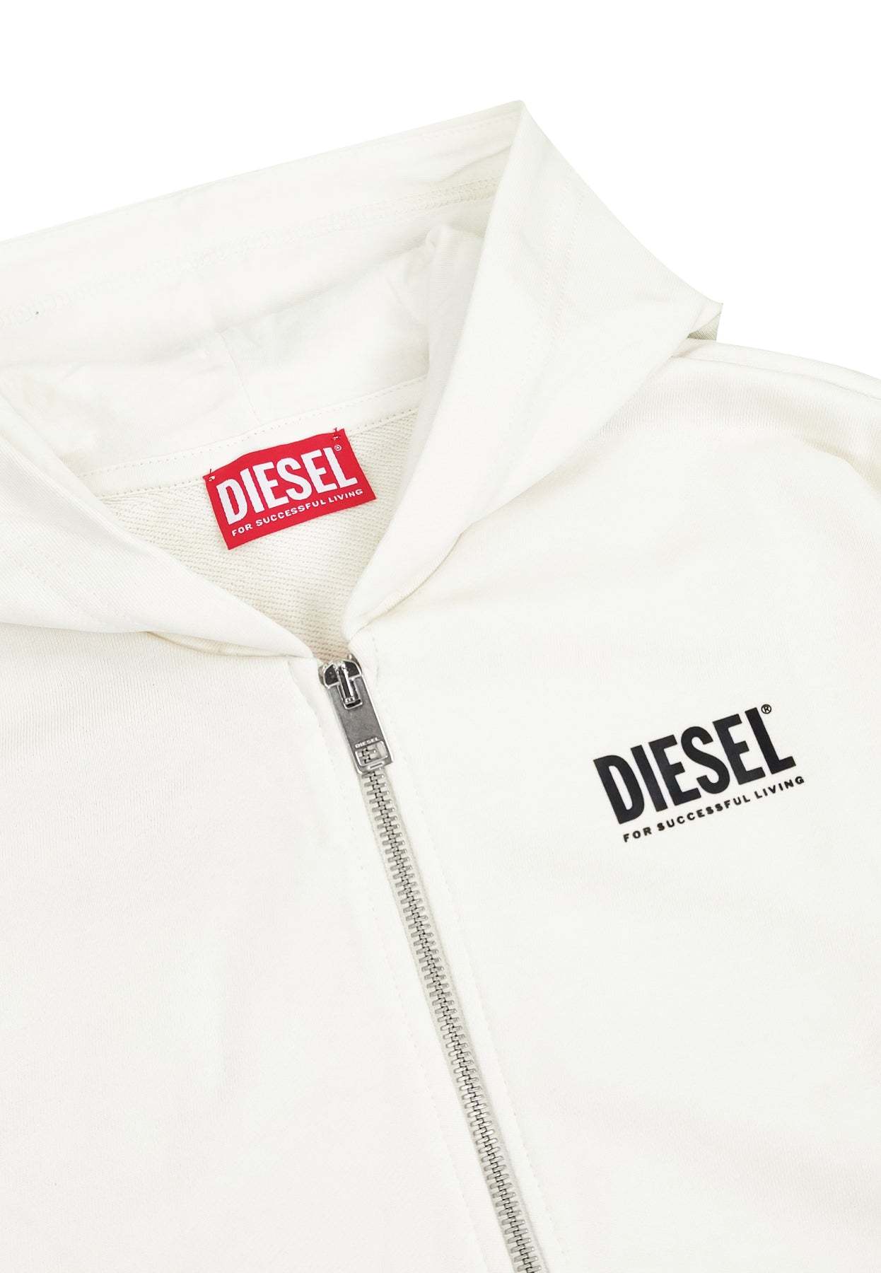 Diesel Logo-print Zip-up Hoodie In White