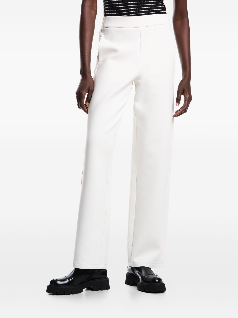 Emporio Armani Icon Trousers In Fluid Armure Fabric In White