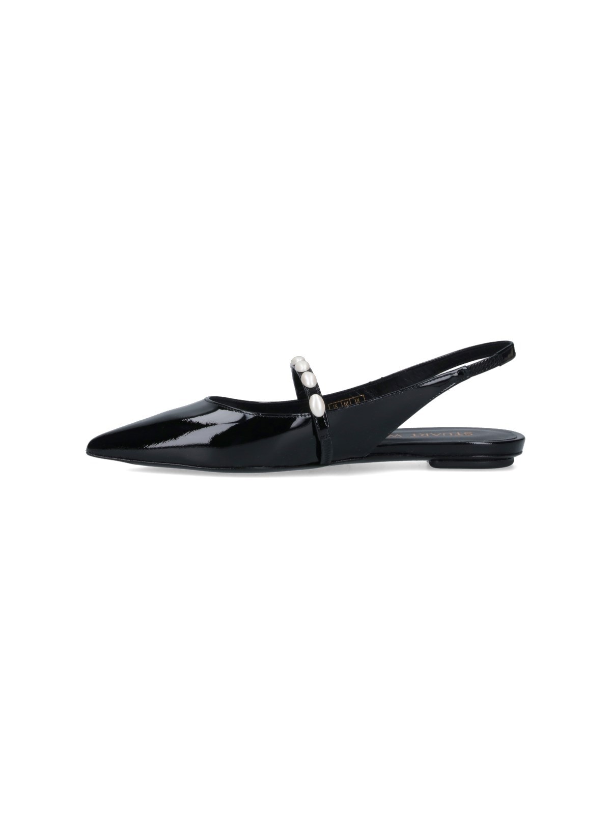 Stuart Weitzman Pearl Pointed Toe Ballerina Shoes In Black