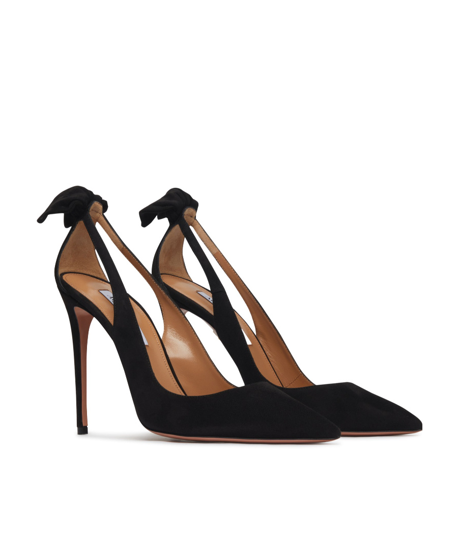 Shop Aquazzura Bow Tie 105 High Heels In Black