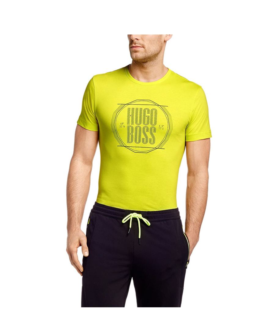 Hugo Boss T-shirt With Round Neck And Short Sleeves In Yellow