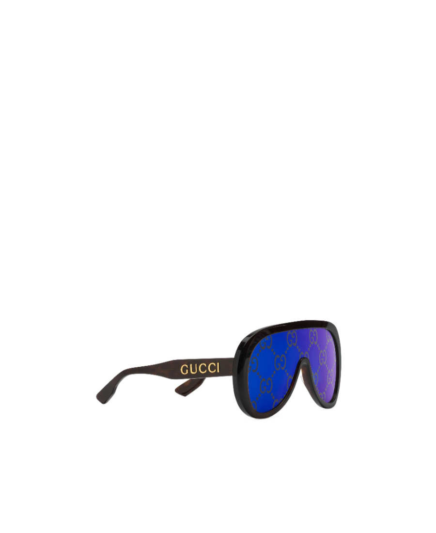 Shop Gucci Oversize Mask Sunglasses In Blue